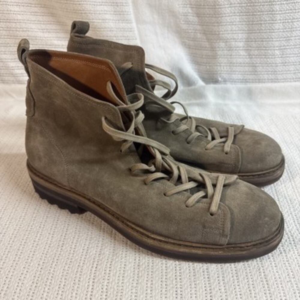 John Varvatos Essex Trooper Suede Boots Lactae-Hevea Soles Size 11
